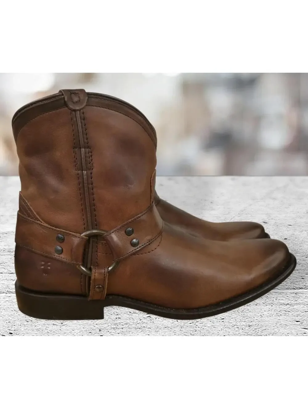 Frye Women's Wyatt Dark Brown Harness Short Pull-On Western Boot Size 8 NEW‎
